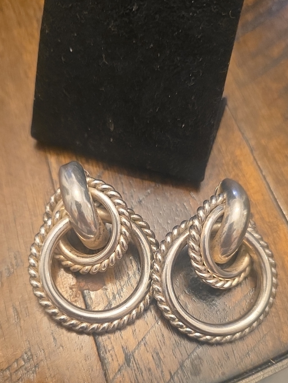 Givenchy Silver-Tone Interlocking Rope Hoop Drop Earrings